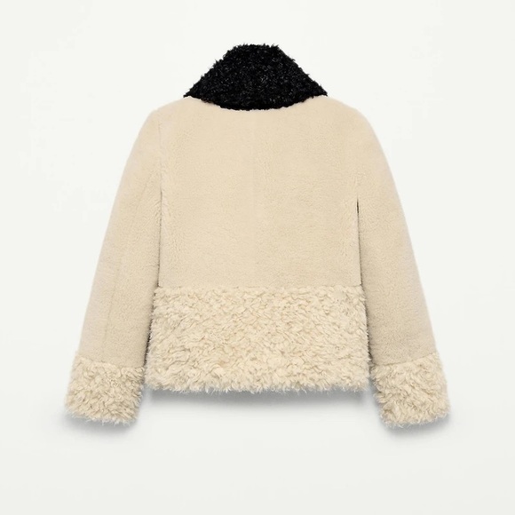 New Zara faux fur patchwork jacket in black/white - XS - Picture 5 of 6